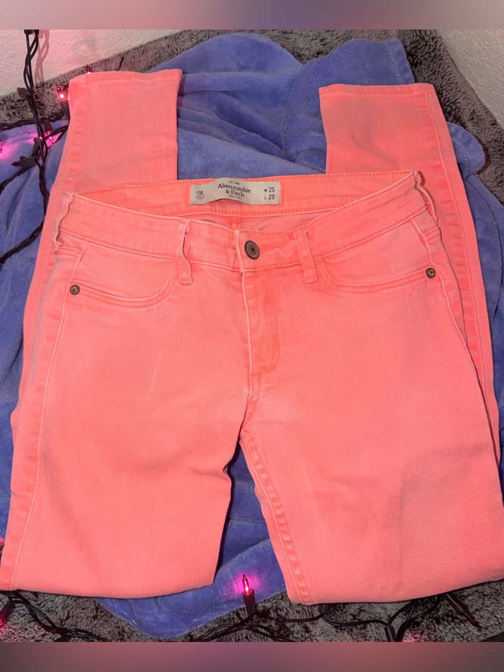 Abercrombie & Fitch Women's Coral Pink Jeans - W25 L29 0R